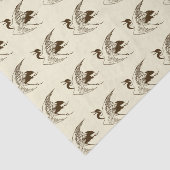 クレーンのヴィンテージの日本のなスケッチ、ブラウン 薄葉紙 (詳細)