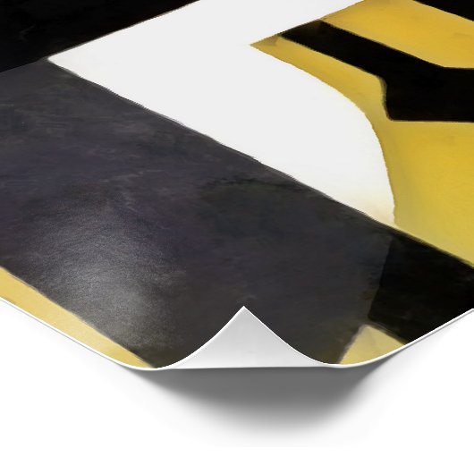 クレーンの幾何学的抽象芸術アートスタイルオンイエロー ポスター (コーナー)