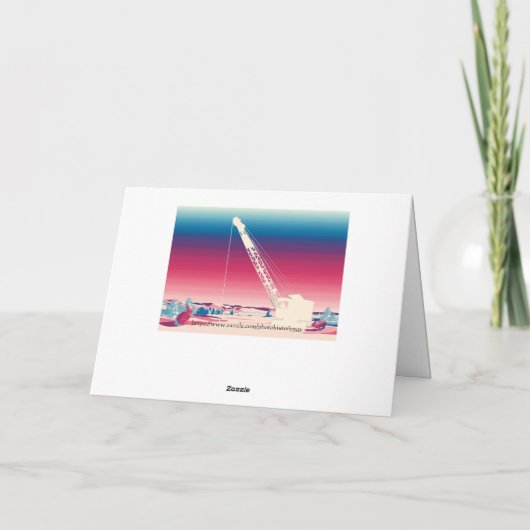 クレーンの操縦士の氷の魚釣り湖のメリークリスマス シーズンカード (裏面)