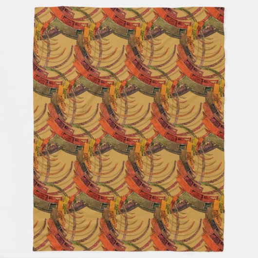 クレーンの操縦士クレーンゆがみのカラフルのクローラー フリースブランケット (正面)