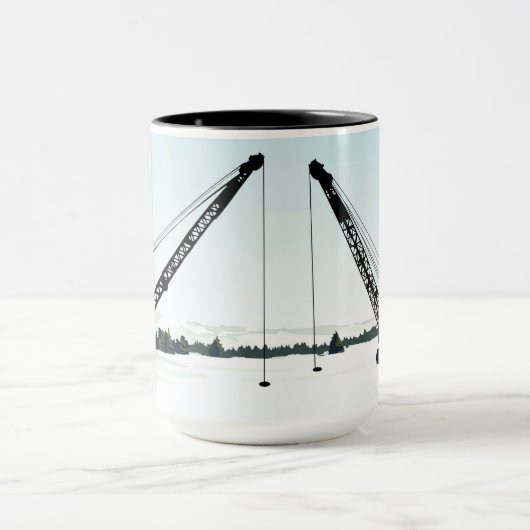 クレーンの操縦士作動エンジニアの氷の魚釣りの装備 マグカップ (中央)