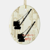 クレーンの操縦士= MFICのヴィンテージのクローラークレーン セラミックオーナメント (右)