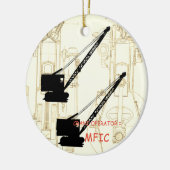 クレーンの操縦士= MFICのヴィンテージのクローラークレーン セラミックオーナメント (左)