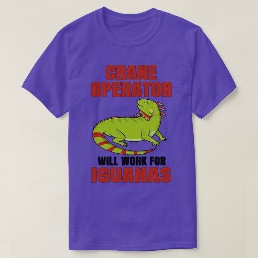 クレーンの運転者がイグアナに向けて作業を行う Tシャツ (デザイン正面)