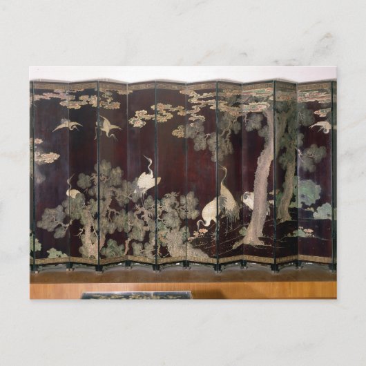 クレーンを描いたコロマンデルのスクリーン ポストカード (正面)