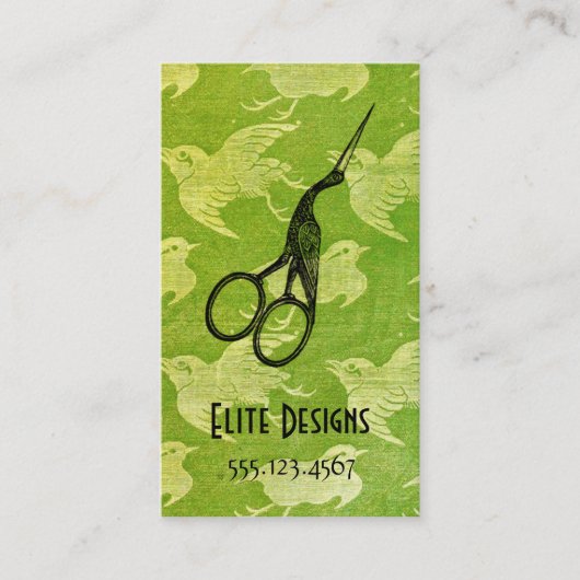 クレーンアジアヴィンテージの美容師は緑を切ります 名刺 (正面)