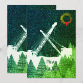 クレーンオペレーターの冬の雪夜 シーズンカード (正面/裏面)