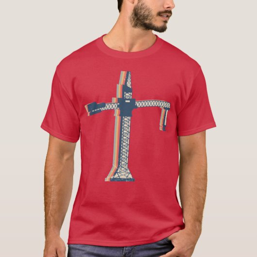 クレーンオペレーター 建設 HEO レトロラインアート 少年 Tシャツ (正面)