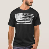 クレーンオペレーターTシャツ米国国旗のメンズ重い Tシャツ (正面)