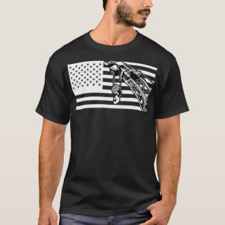 クレーンオペレーターTシャツ米国国旗のメンズ重い Tシャツ