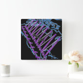 クレーンオペレーターUSマップNEON LOOKクローラクレーン スクエア壁時計 (ホーム)