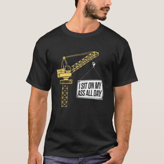 クレーンオペレータ建設作業員建設現場T Tシャツ (正面)