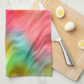 クレーンカラフルフラワーの波状組織 キッチンタオル (四つ折り)