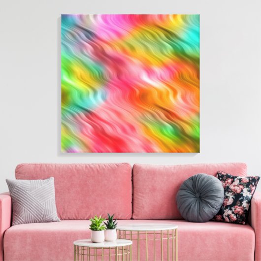 クレーンカラフルフラワーの波状組織 キャンバスプリント (インサイチュ (リビング))