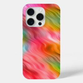 クレーンカラフルフラワーの波状組織 iPhone 15 PROケース