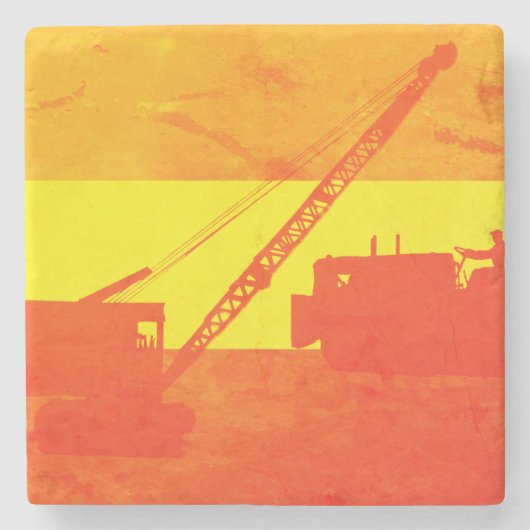 クレーンショベル操作技術者腕闘牛士 ストーンコースター (正面)