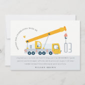 クレーントラック建築車両子供の誕生日 サンキューカード (正面)