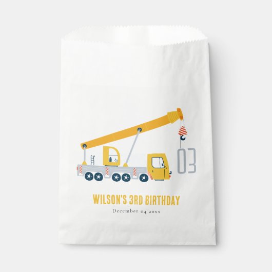 クレーントラック建築車両子供の誕生日 フェイバーバッグ (正面)
