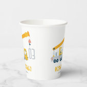 クレーントラック建築車両子供の誕生日 紙コップ (左)