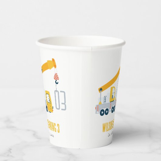 クレーントラック建築車両子供の誕生日 紙コップ (右)