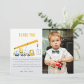 クレーントラック建築車撮影誕生日 サンキューカード (スタンド正面)