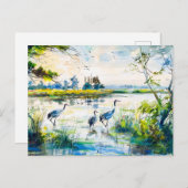 クレーンバイザリバーハベルランドウォーターカラースタイル ポストカード (正面/裏面)