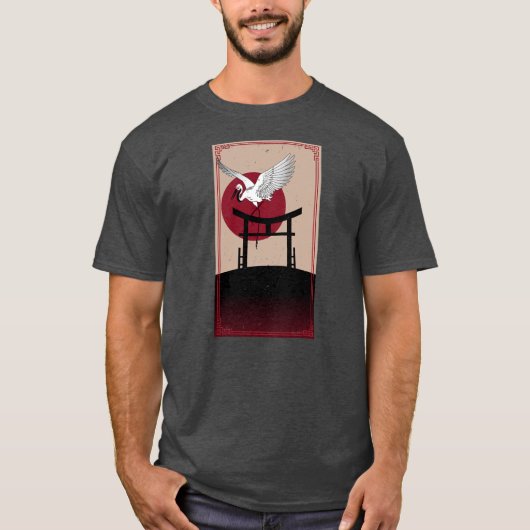 クレーンバードレトロヴィンテージ90スタイル 日本の Tシャツ (正面)