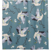 クレーンパターン、イラストレーション飛んでいるバード。 シャワーカーテン (正面)