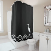クレーンヘロンバスブラックとホワイト シャワーカーテン (インサイチュ)