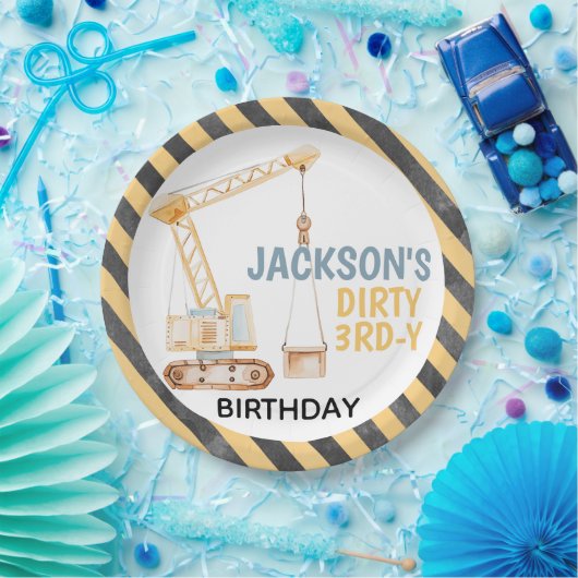 クレーン建築ダーティ3rdy誕生日プレート ペーパープレート (パーティー)