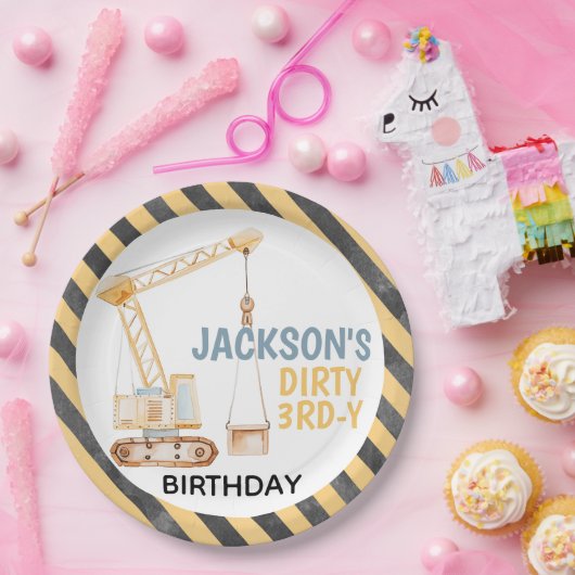クレーン建築ダーティ3rdy誕生日プレート ペーパープレート (パーティー)