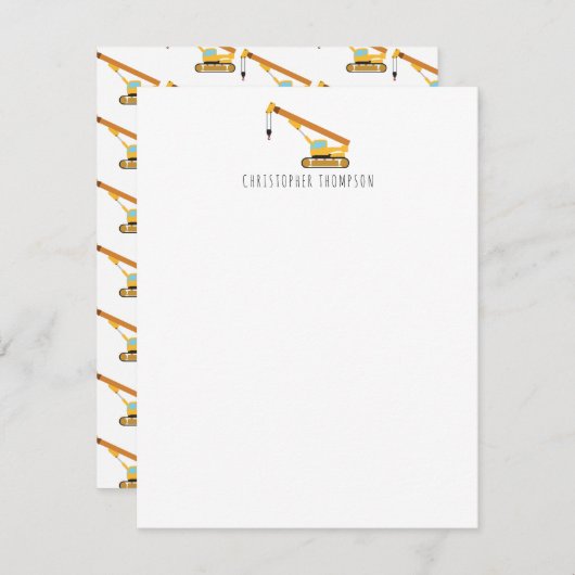 クレーン建築トラックキッズチルドレン ノートカード (正面/裏面)