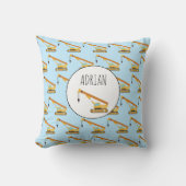 クレーン建築トラックベビー名前をカスタムする クッション (正面)