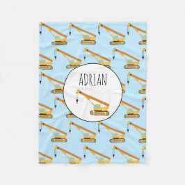 クレーン建築トラックベビー名前をカスタムする フリースブランケット