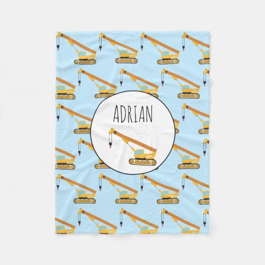 クレーン建築トラックベビー名前をカスタムする フリースブランケット (正面)