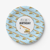 クレーン建築トラックボーイバースデーパーティー ペーパープレート (正面)