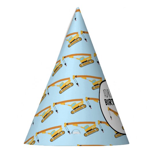 クレーン建築トラックボーイ誕生日 パーティーハット (左)