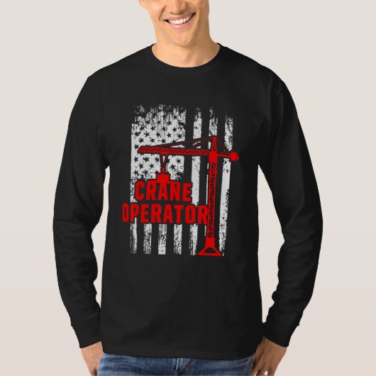 クレーン操作者米国旗建物機構成体 Tシャツ (正面)