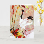 クレーン日本のグリーティングカード カード (黄色い花)