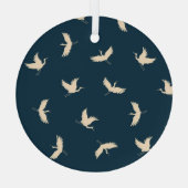 クレーン日本のシルエットヴィンテージパターン ガラスオーナメント (裏面)