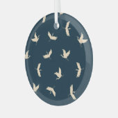 クレーン日本のシルエットヴィンテージパターン ガラスオーナメント (正面左)