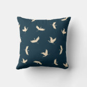 クレーン日本のシルエットヴィンテージパターン クッション (裏面)