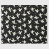 クレーン日本の着物伝統的アート白黒 ラッピングペーパー (フラット)