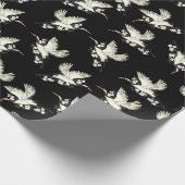クレーン日本の着物伝統的アート白黒 ラッピングペーパー (角)