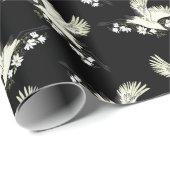 クレーン日本の着物伝統的アート白黒 ラッピングペーパー (ロールコーナー)