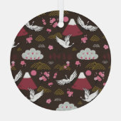 クレーン日本の：シームレ伝統的ームパターン ガラスオーナメント (裏面)