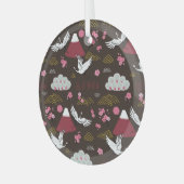 クレーン日本の：シームレ伝統的ームパターン ガラスオーナメント (正面左)