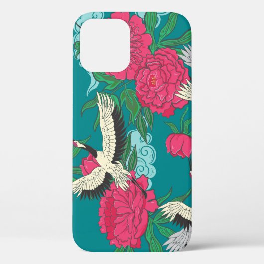 クレーン牡丹:ヴィンテージフローラグラフィックス Case-Mate iPhoneケース (裏面)