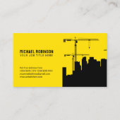 クレーン超高層ビル建物グラフィックシルエット 名刺 (裏面)