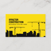 クレーン超高層ビル建物グラフィックシルエット 名刺 (正面)